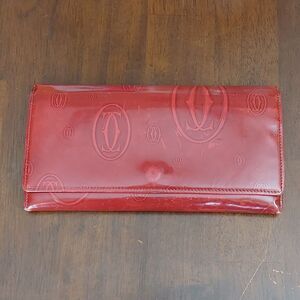 Cartier Happy Birthday Red Bordeaux Patent Leather Wallet